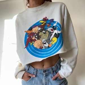 vintage reworked looney tunes cropped sweatshirt